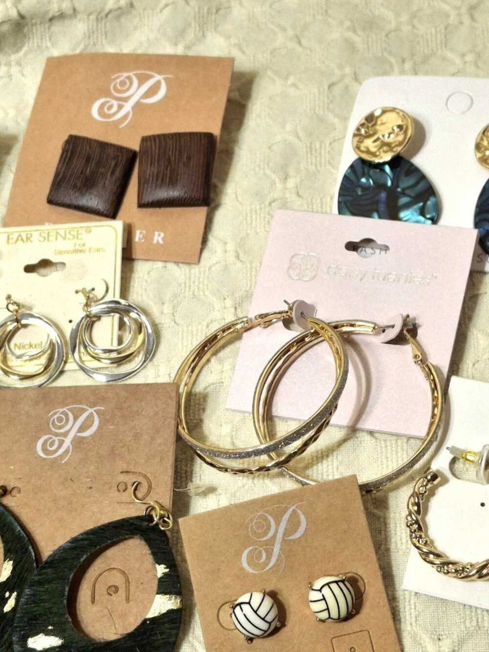 Lot of 18 Pairs New Earrings Still on Display Cards